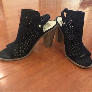 Black slip on wedges